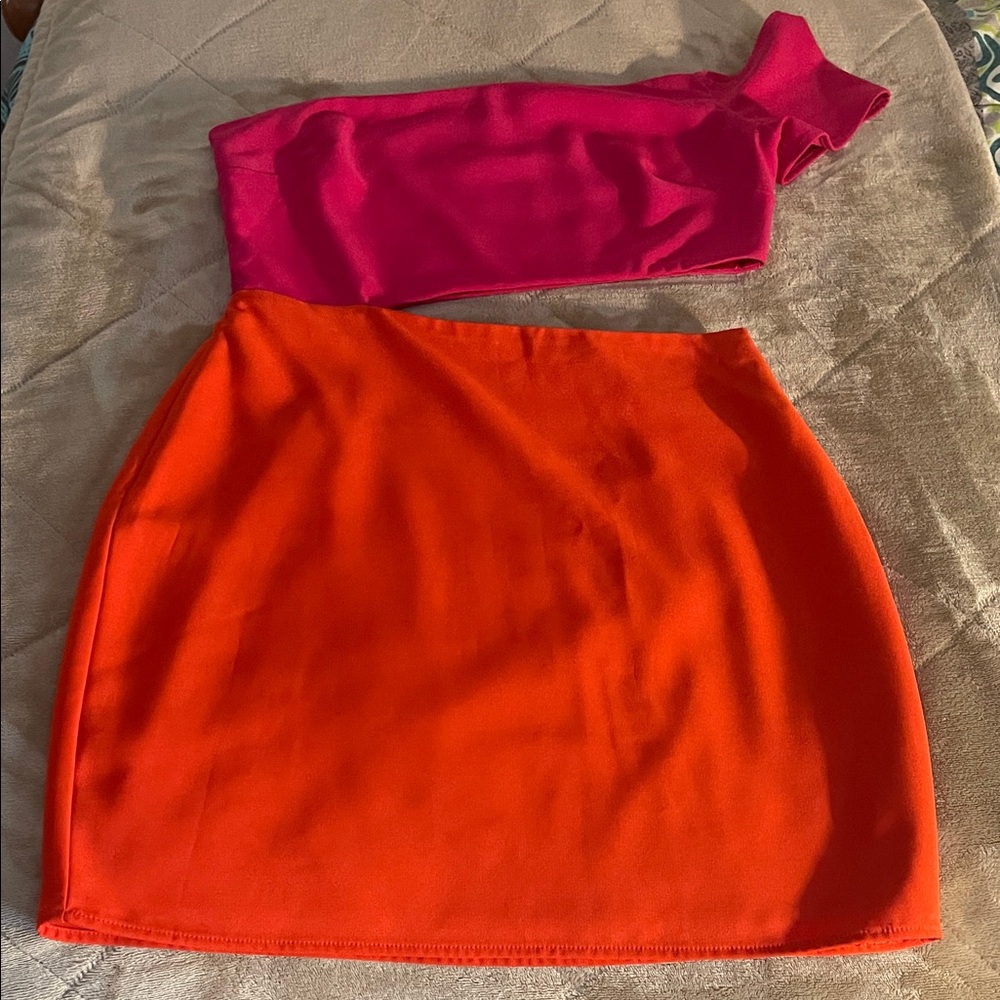 Lovers + Friends Pink and Orange mini dress